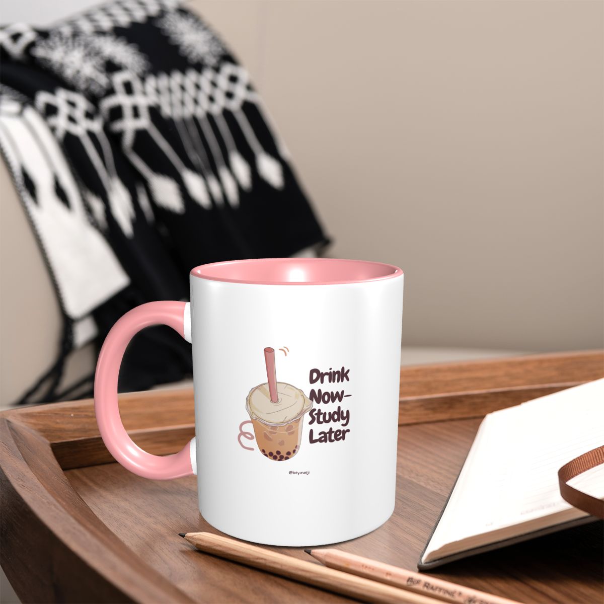 Drink Now Study Later Slogan Mug