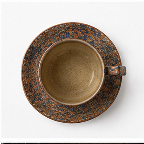 Blue & Brown Ceramic Coffee Cup with Saucer-120ml