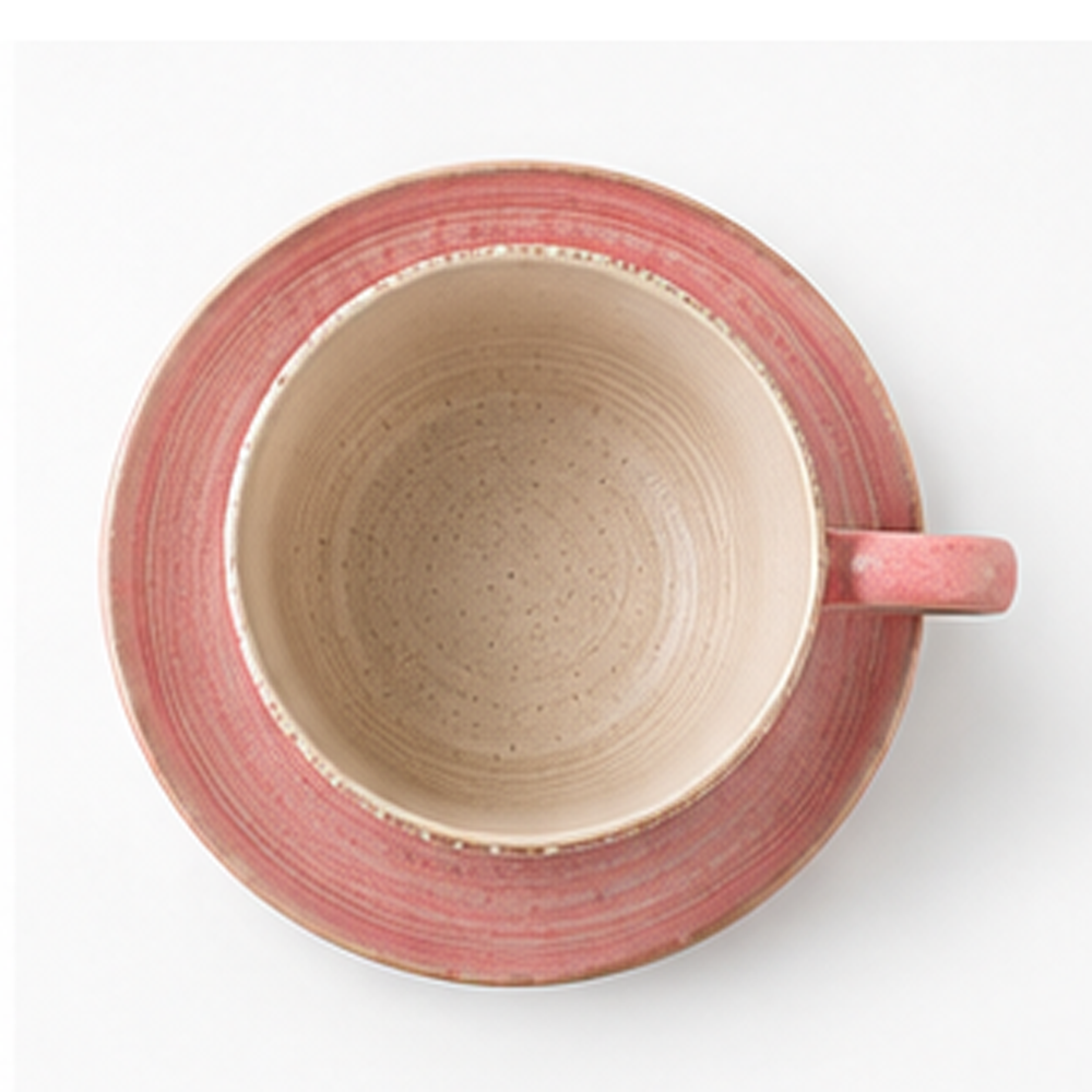 Pink Ceramic Coffee Cup with Saucer – 190 ml
